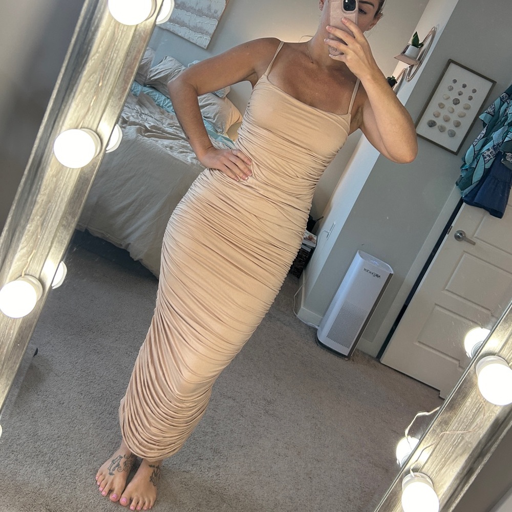 JLUXLABEL tan maxi dress NWT
